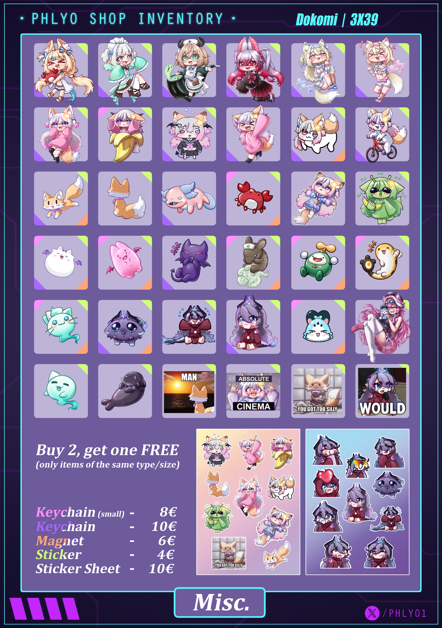 Shop inventory - Stickers, Keychains, Magnets
